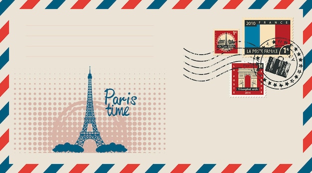 Envelope with with Eiffel tower