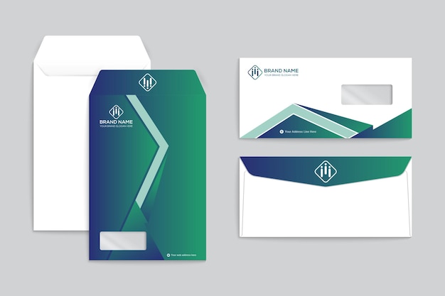 Envelopes mockup front and back view