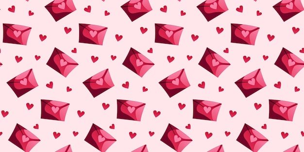 Vector envelopes on valentine s day seamless pattern vector