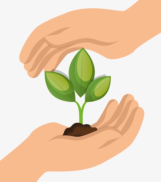 Environment concept hand hold plant icon design