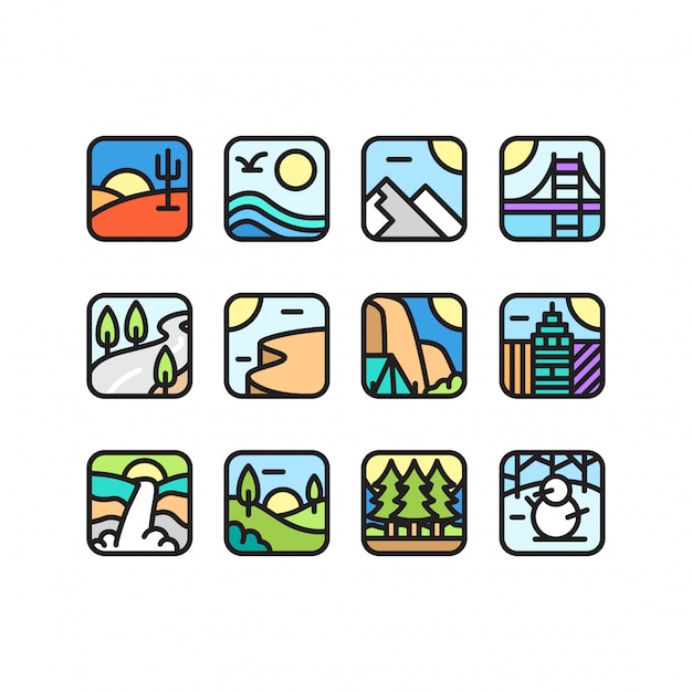 Vector environment icon set vector collection