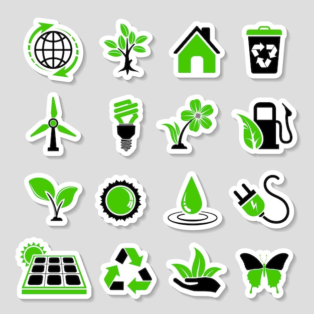 Environment Icons Sticker Set