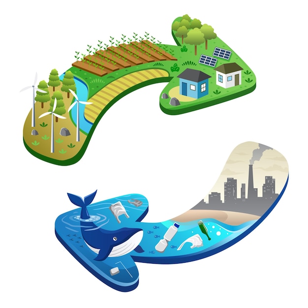 Environmental concept. Go Green Save the world vector illustration