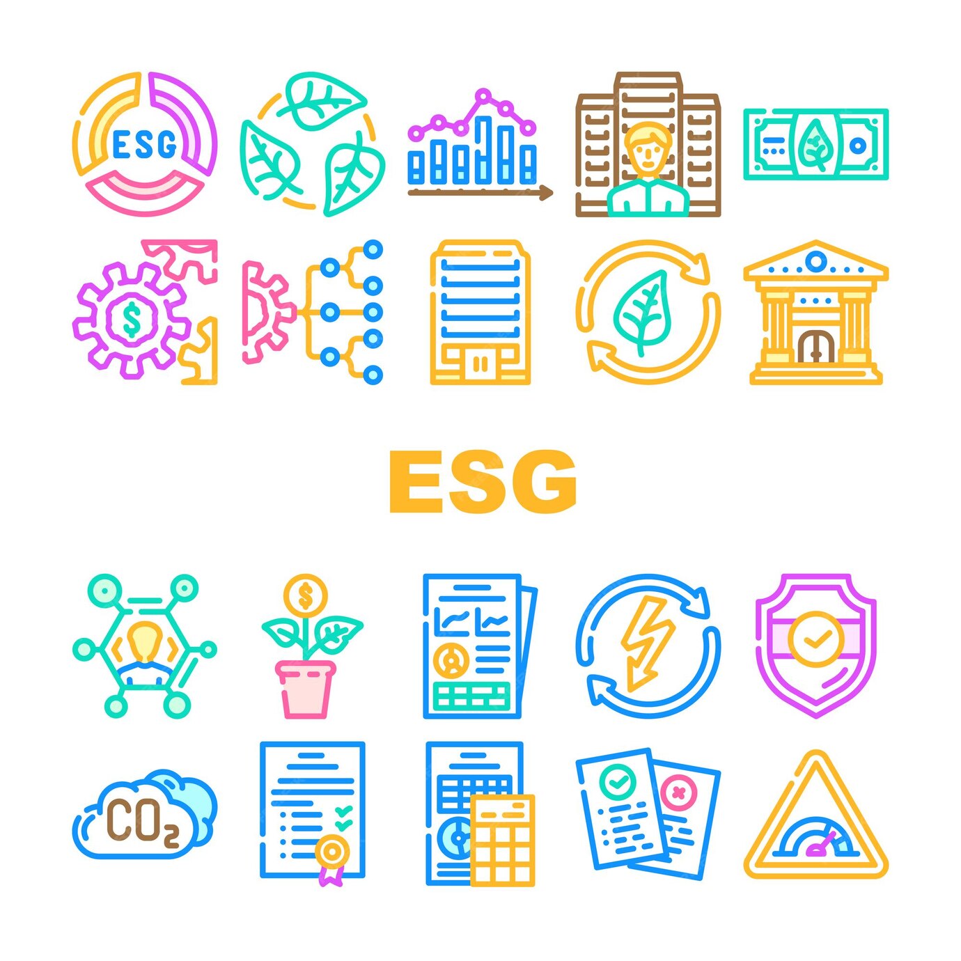 Premium Vector | Environmental social governance icons set vector esg 
