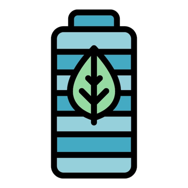 Vector environmentally friendly battery icon outline vector eco energy bio energy color flat