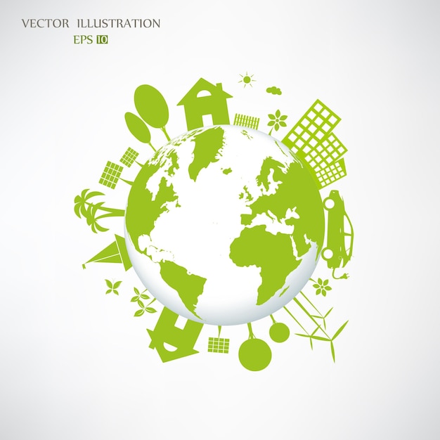 Vector environmentally friendly world illustration of ecology the concept of infographics modern design