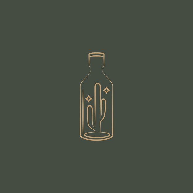 Eology green life cactus in glass logo vector design template