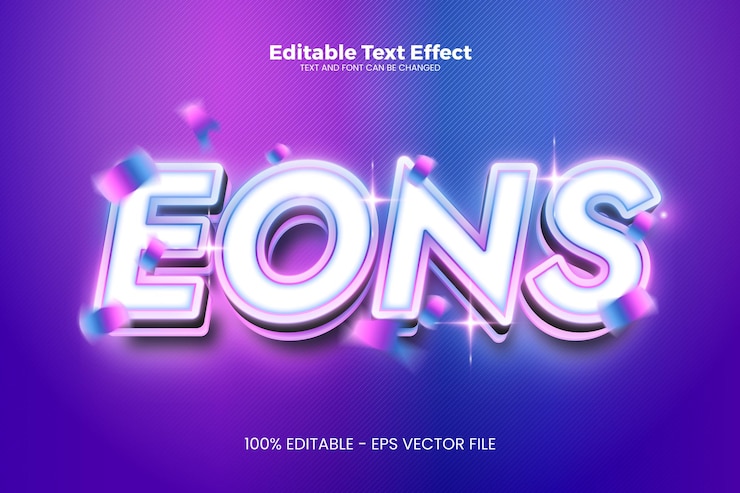Vector 以現代趨勢風格的 eons 可編輯文本效果