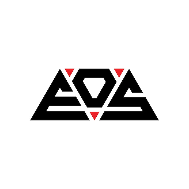 Vector eos driehoek letter logo ontwerp met driehoek vorm eos driehook logo ontwerp monogram eos driehoeken vector logo sjabloon met rode kleur eos driehoeks logo eenvoudig elegant en luxe logo eos