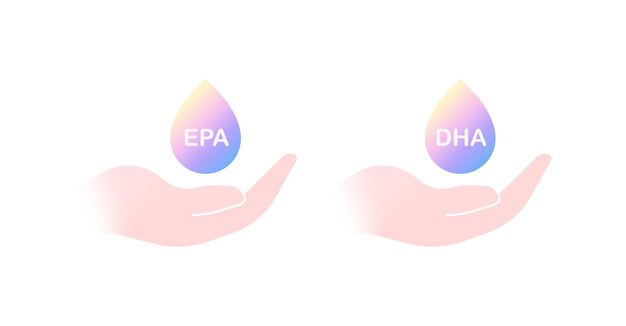 Vector epa and dha acids sign flat color acid tablets healthy body vector illustration