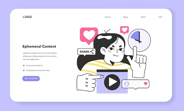 Ephemeral content web banner or landing page marketing campaign