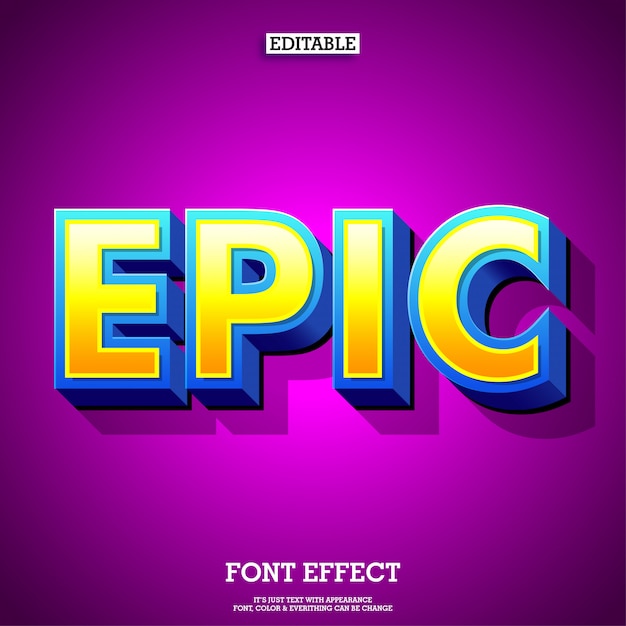 Epic cartoon 3d game and movie font