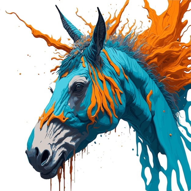 Vector epic donkey intricate splash art in colorful contours