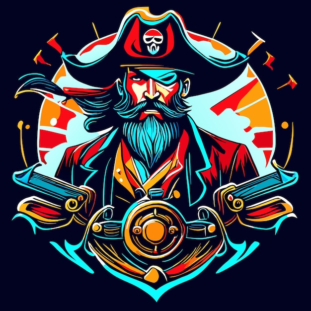 Вектор epic pirate commander в векторе для загрузки