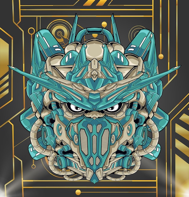 Vector epic robot head illustration