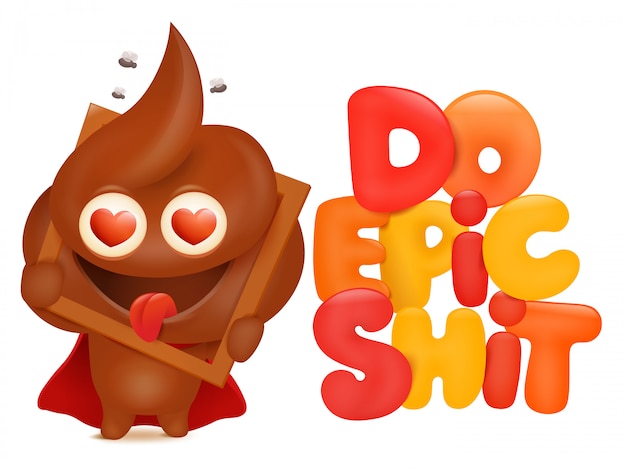 Vector do epic shit concept card with poo cartoon emoji character. vector illustration
