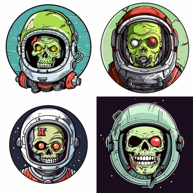 Epic Zombie Astronauts Vector Clipart with Clean Lines and Bold Design Vector Illustration