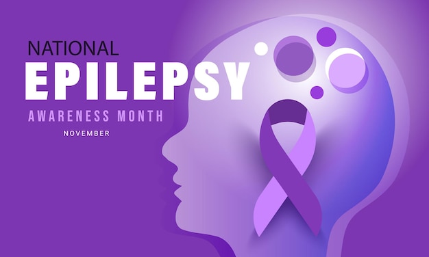 Epilepsie bewustzijn maand achtergrond banner kaart poster sjabloon Vector illustratie
