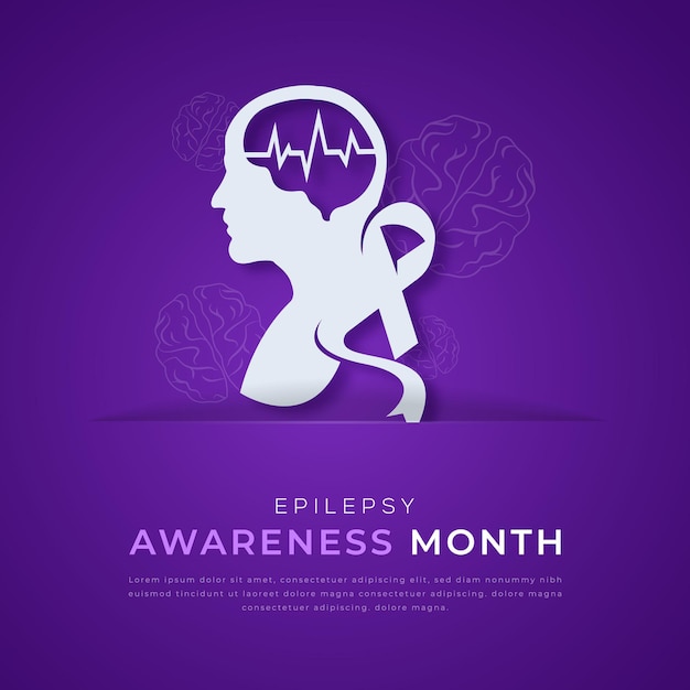 Vector epilepsy awareness month paper cut style design illustration for background poster banner ads