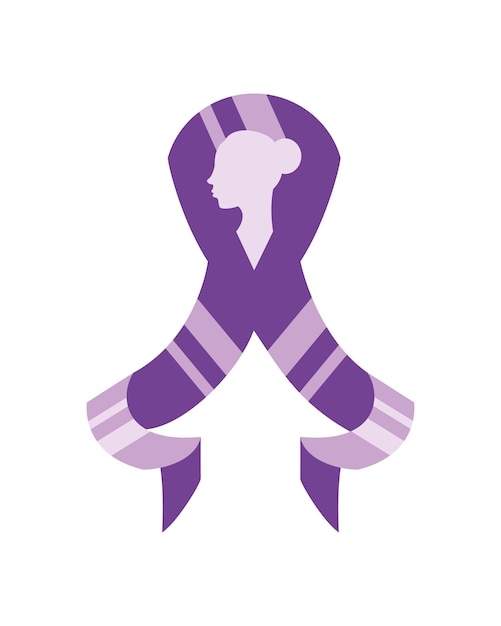 Vector epilepsy day purple ribbon female profile illustration