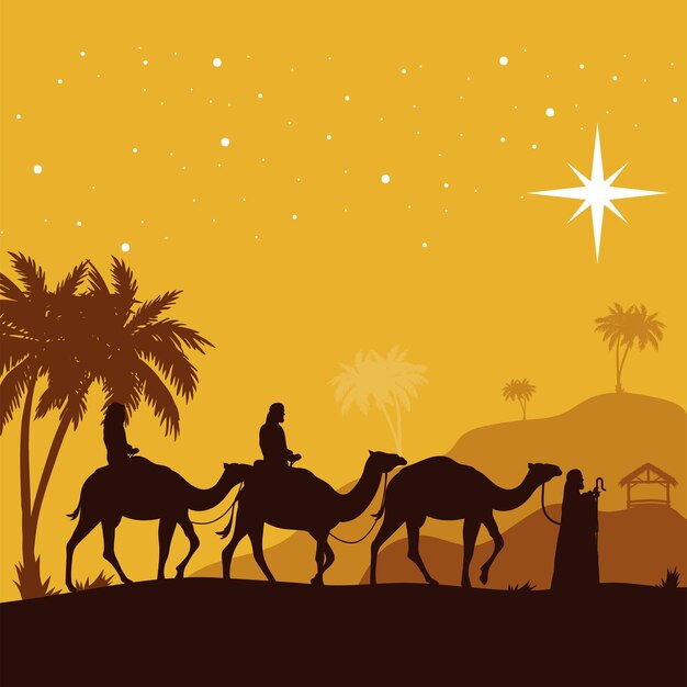 Epiphany nativity day scene free vector