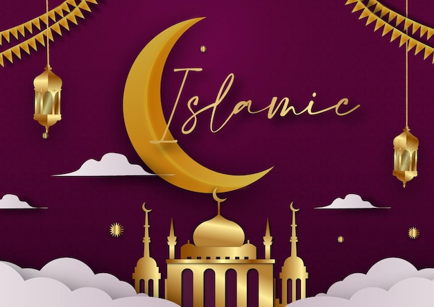 eps background purple Islamic