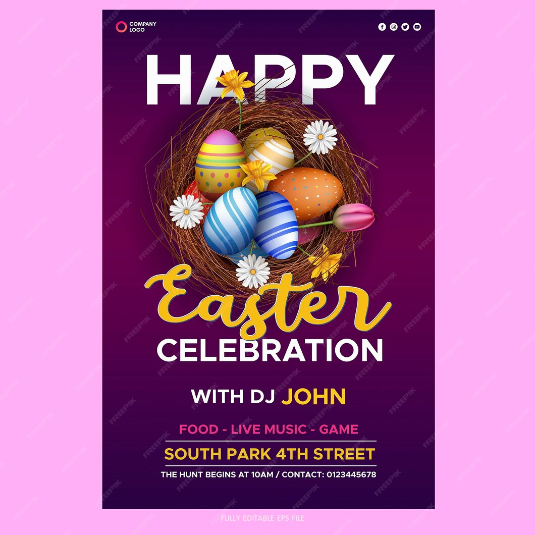 Premium Vector Eps easter celebration with eggs poster