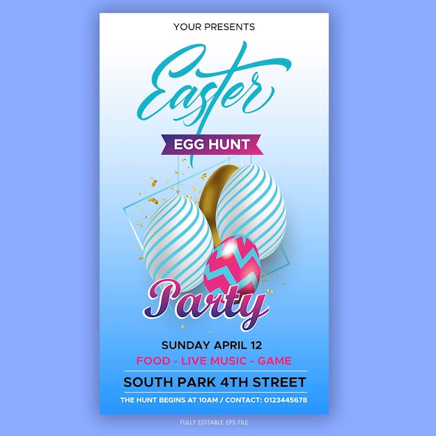 Vector eps easter egg hunt party poster