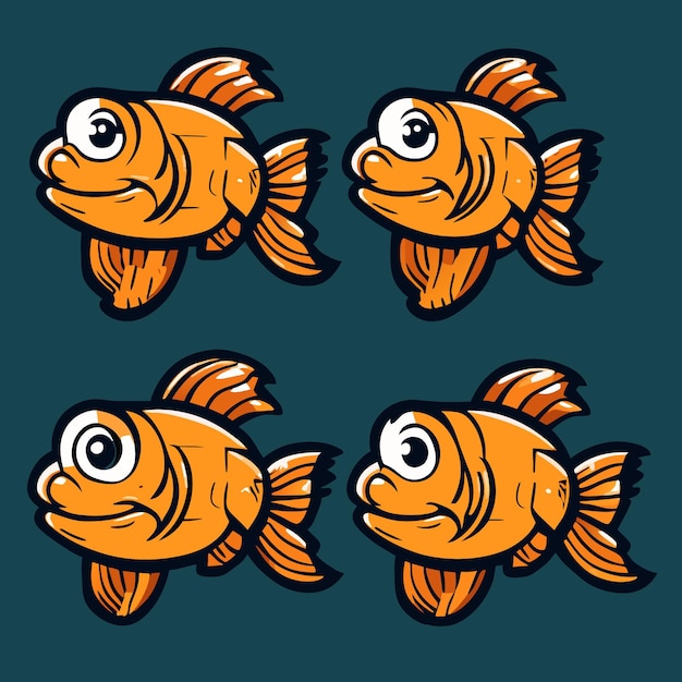 Vector eps format isolated fish game character collection