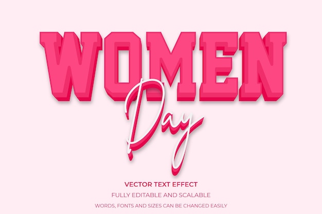Vettore eps happy womens day 3d editabile stile effetto testo con sfondo moderno