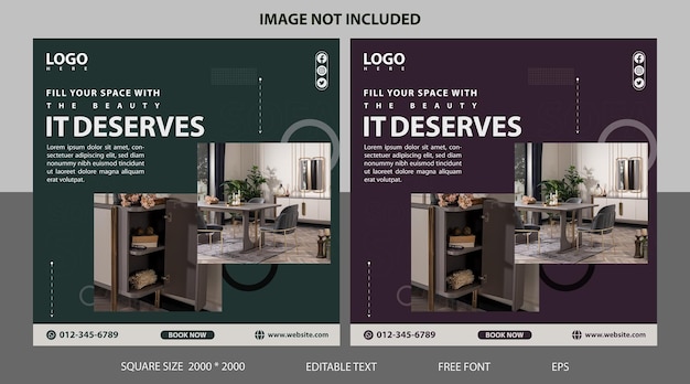 EPS Post design for Instagram and Facebook to display home furniture