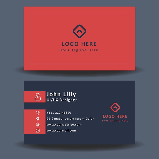 Eps professional orange and blue business card design template