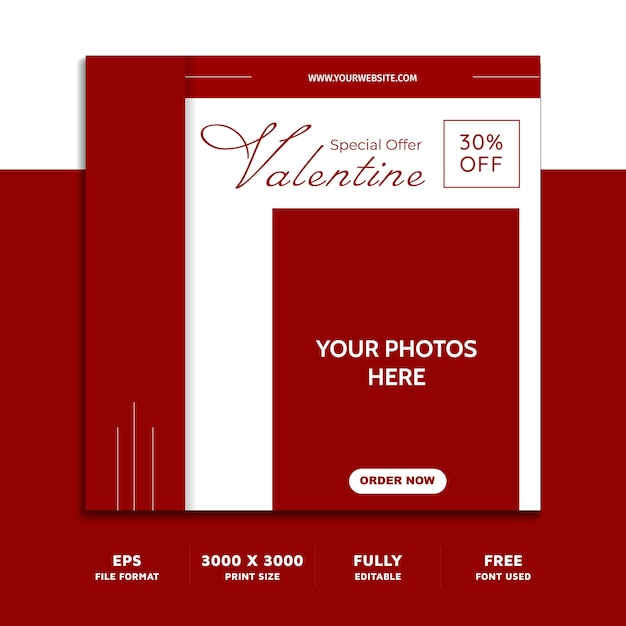 Eps social media post valentine love couple premium luxury red