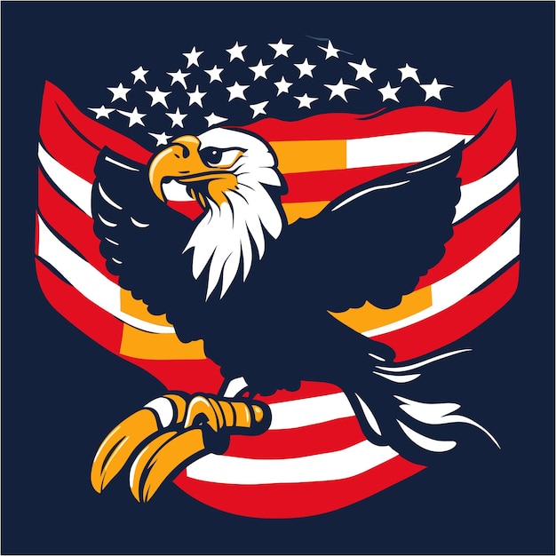 EPS Vector Art of Bald Eagle American Flag Theme