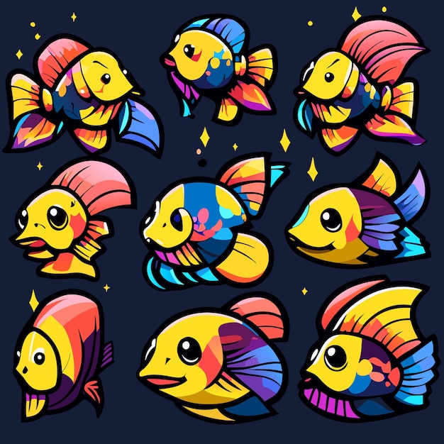 Vector eps vector cartoon fish game icons