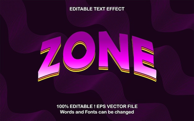 Vector eps zone 3d text effect