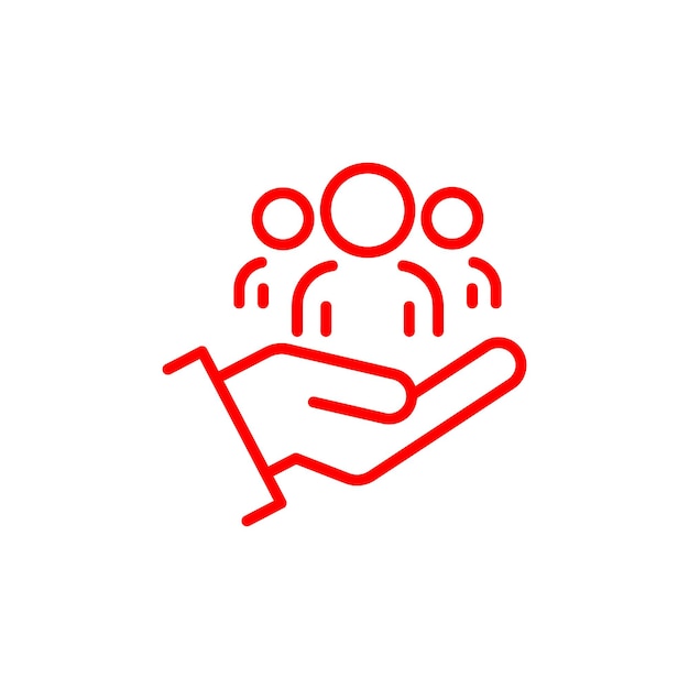 Eps10 vector illustration of an inclusive workplace line art icon in red color