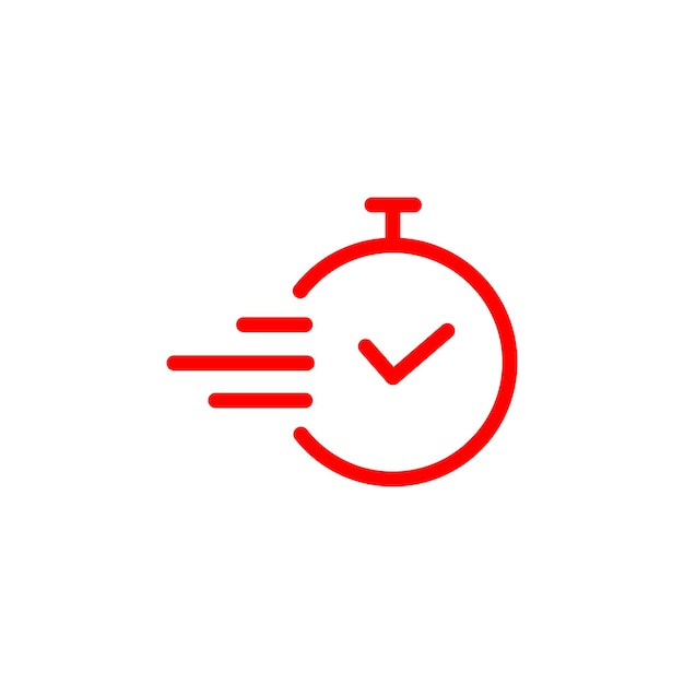 라인 아트의 EPS10 벡터 그림 빨간색 색상의 시간 아이콘 디자인