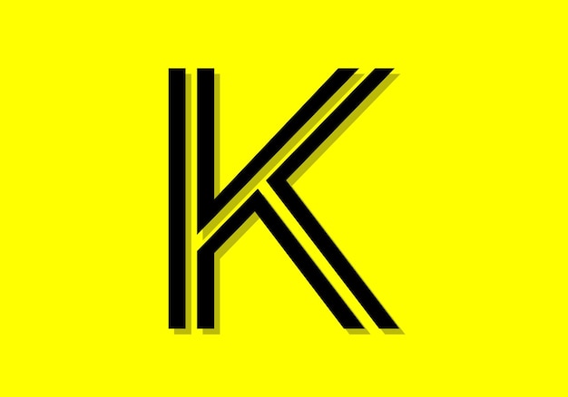 eps10 vector Letter K logo icon design template element with shadow isolated on yellow background