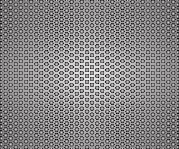 eps10 ベクトル メタリック グラデーション スピーカー グリル背景。灰色の多角形鋼の蜂の巣または蜂の巣
