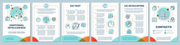 Vector eq brochure sjabloon lay-out. vermogen om emoties te beheersen. test, ontwikkeling. flyer, boekje, folder print ontwerp, illustraties. vectorpaginalay-outs voor tijdschriften, jaarverslagen, reclameposters