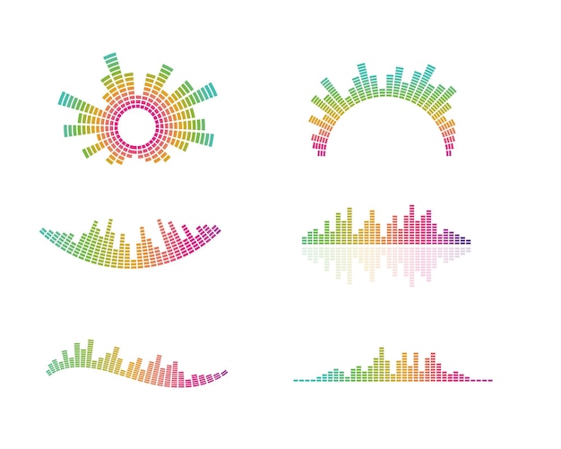 Значок вектора логотипа эквалайзера и звукового эффекта