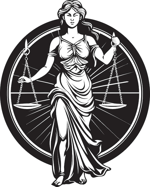 Vector equality essence lady of justice icon righteous ruler justice lady logo