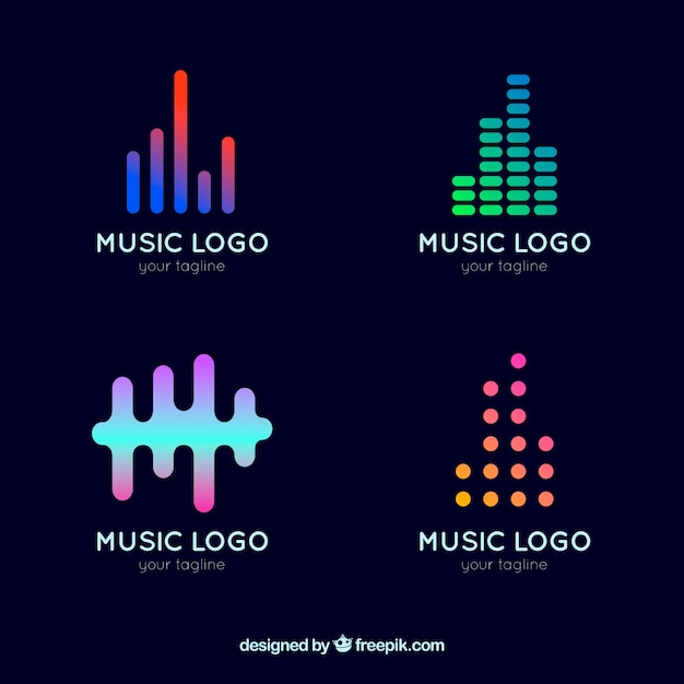 Вектор Коллекция логотипов эквалайзера с градиентным стилем