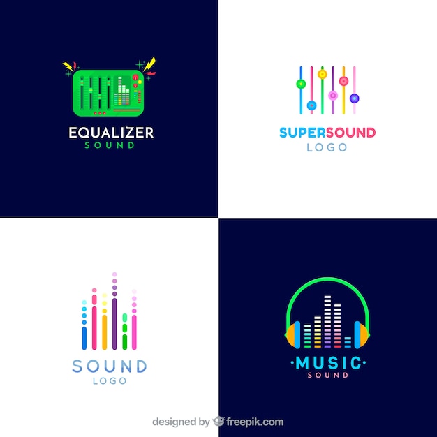 Equalizer-logoverzameling met plat ontwerp