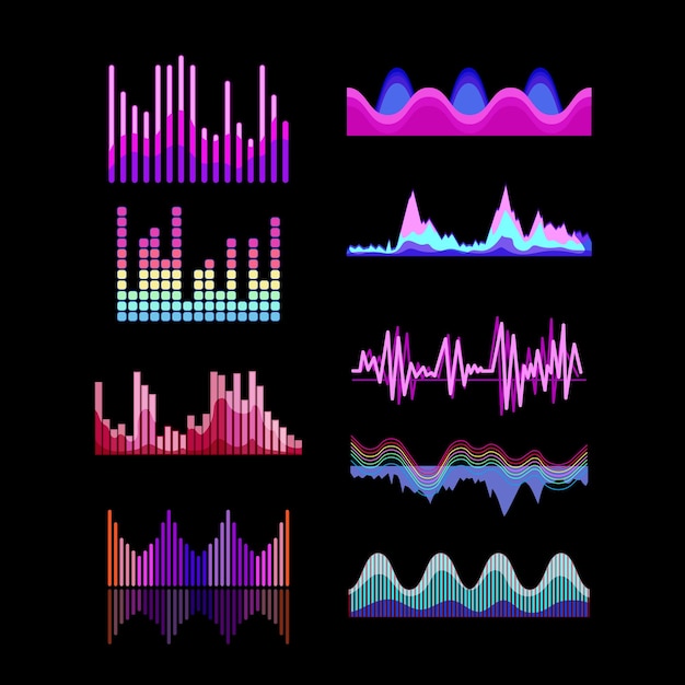 equalizer music set cartoon vector illustration