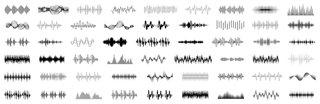 Vector equalizer music waves collection set of black music wave