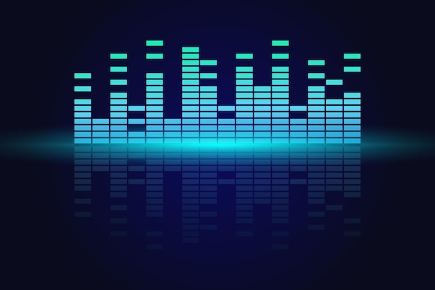 Vector equalizer neon wave audio eq soundwaves music bat background abstract illustration