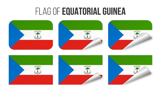 적도 기니 플래그 라벨 스티커 세트 벡터 일러스트 레이 션 적도 기니 절연의 3d 플래그
