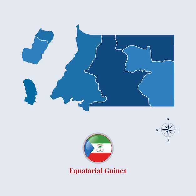 Equatorial guinea map and flag flag map of equatorial guinea vector